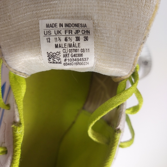 Adidas F50 White Blue Green Mens Indoor Soccer Shoes, Size 12 - Picture 8 of 8